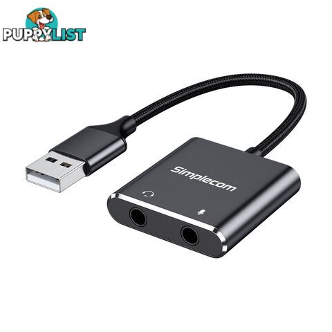 Simplecom CA152 USB to 3.5mm Audio and Microphone Sound Card Adapter for TRS to TRRS Headset with Mic - Simplecom - 9350414002802 - CA152