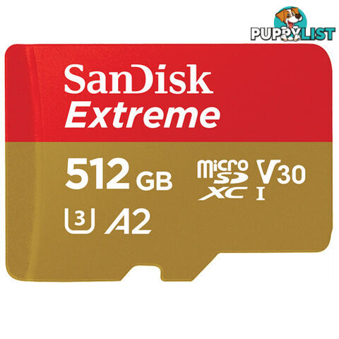 Sandisk SDSQXA1-512G-GN6MA 512GB Extreme MicroSDXC - Sandisk - 619659173760 - SDSQXA1-512G-GN6MA