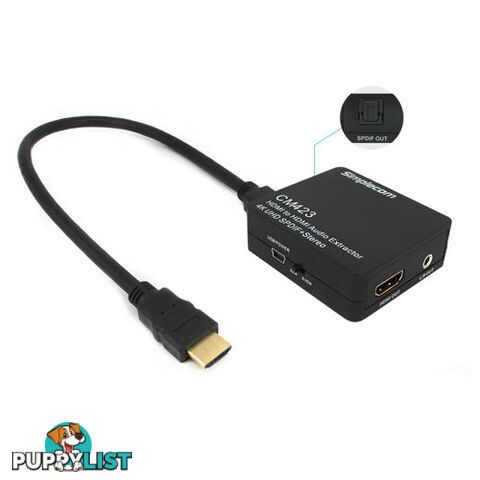 Simplecom CM423 HDMI Audio Extractor 4K HDMI to HDMI and Optical SPDIF + 3.5mm Stereo - Simplecom - 9350414000846 - CM423