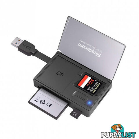 Simplecom CR309 3 Slot Super Speed USB 3.0 Card Reader with Card Storage Case - Simplecom - 9350414001997 - CR309