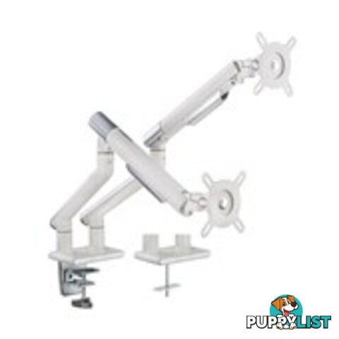 Brateck LDT49-C024-W Dual Monitor Premium Slim Aluminium Spring Assisted Monitor Arm 17-32" Up to 9kg 75x75/100x100 White - Brateck - 6956745162791 - LDT49-C024-W