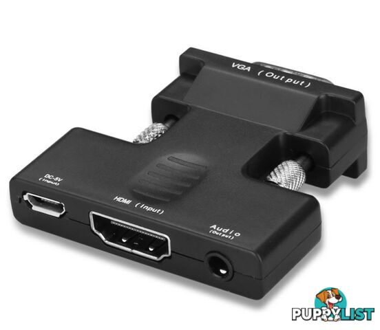 HDMI Female to VGA Male Converter Adapter 1080P Stereo Audio Output USB Power - Generic - ADA-HDMI-VGAMAL