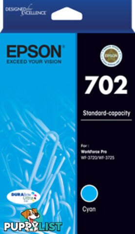 Epson T344292 702 Std Cyan Ink DURABrite - WF-3720 WF-3725 - Epson - 9314020623929 - T344292