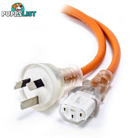 Alogic MF-AUS3PC13-01-MC 1m Medical Power Cable Aus 3 Pin Mains Plug (Male) to IEC C13 (Female) Orange - Alogic - 9319898023338 - MF-AUS3PC13-01-MC