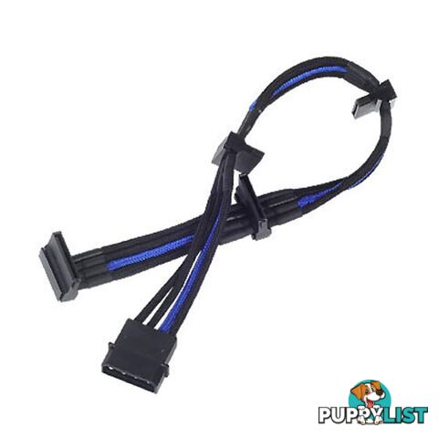 Silverstone SST-PP07-BTSBA 4pin to 4 SATA(300mm), Black & Blue - Silverstone - 4710007220801 - SST-PP07-BTSBA