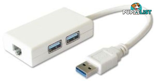 Astrotek AT-USB-HUBLAN USB 3.0 2 Ports Hub to Gigabit RJ45 Ethernet LAN - Astrotek - 9320301002406 - AT-USB-HUBLAN