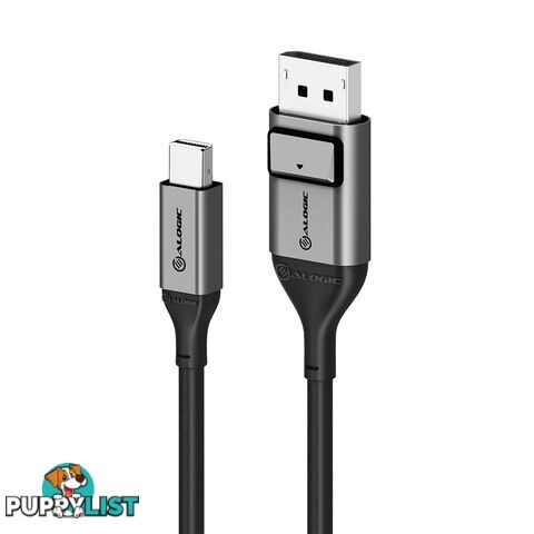 Alogic ULMDPDP02-SGR Ultra 8K Mini DisplayPort to DisplayPort cable V1.4 2m Space Grey - Alogic - 9350784017581 - ULMDPDP02-SGR