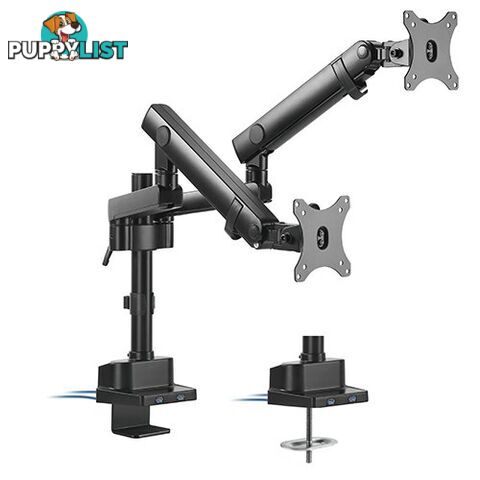 Brateck LDT20-C024UP Dual Monitor Aluminum Slim Pole Held Mechanincal Spring Monitor Arm - Brateck - 6956745159524 - LDT20-C024UP