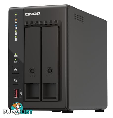 QNAP TS-253E-8G 2-Bay Desktop NAS Celeron J6412 4C 2.0GHz onboard 8GB RAM 2 x HDMI 1.4b 2x M.2 2280 PCIe slots 2x 2.5GbE 2x USB 3.2 Gen2 Type A - QNAP - 4711103082171 - TS-253E-8G