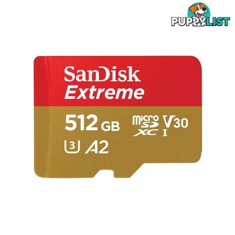 SanDisk SDSQXAV-512G-GN6MA 512GB Extreme microSDXC UHS-I Memory Card with Adapter - Sandisk - 619659189648 - SDSQXAV-512G-GN6MA