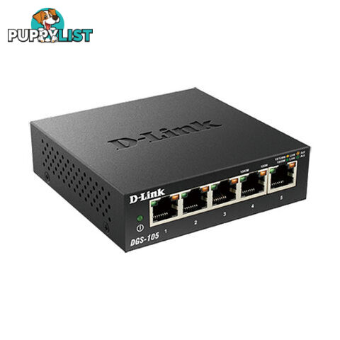 D-Link DGS-105 5 Port Gigabit Desktop Switch with Metal Housing - D-Link - 790069370656 - DGS-105