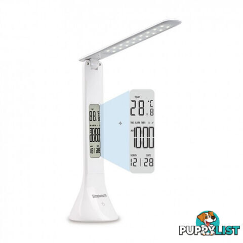 Simplecom EL610 LED Mini Desk Lamp Rechargeable with Digital Clock - Simplecom - 9350414001454 - EL610