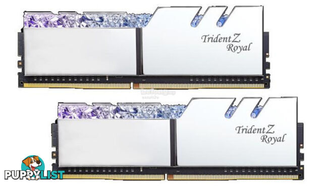 G.Skill 16GB (2X8G) 3200MHZ F4-3200C16D-16GTRS Trident Z Royal Series DDR4 RGB RAM Silver - G.Skill - 4713294221919 - F4-3200C16D-16GTRS