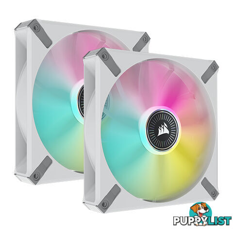 Corsair CO-9050119-WW ML140 RGB Elite 140mm Magnetic Levitation RGB Fan with AirGuide 2-Pack with Lighting Node CORE White Frame - Corsair - 840006640141 - CO-9050119-WW