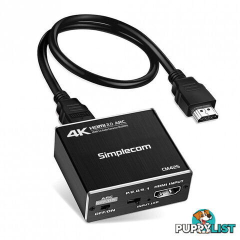 Simplecom CM425 HDMI 2.0 Audio Extractor Optical SPDIF + 3.5mm Stereo with ARC 4K@60Hz - Simplecom - 9350414002208 - CM425