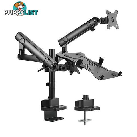 Brateck LDT20-C024PML Aluminum Pole mount Mechanical spring monitor with Laptop holder - Brateck - 6956745159500 - LDT20-C024PML