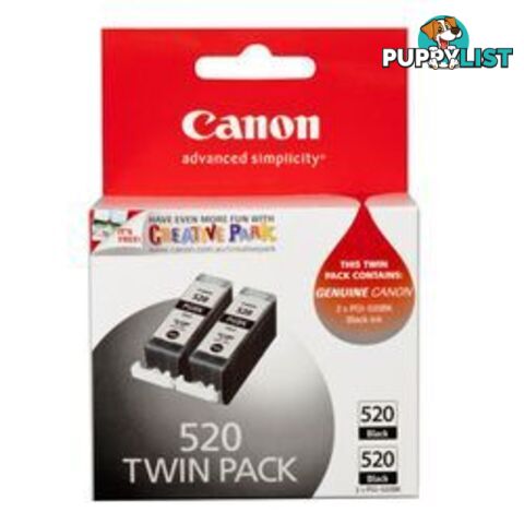 Canon Original PGI-520 Black Ink Cartridge Twin Pack PGI520BK-TWIN - Canon - 9313999000564 - PGI520BK-TWIN