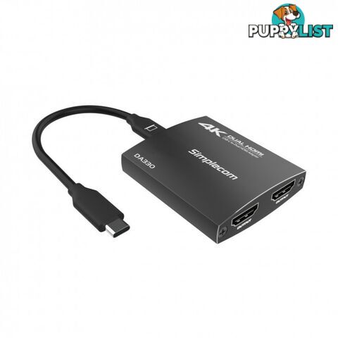 Simplecom DA330 USB-C to Dual HDMI MST Adapter 4K@60Hz with PD and Audio Out - Simplecom - 9350414002338 - DA330