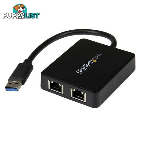 StarTech USB32000SPT USB 3 Dual Port Gigabit Ethernet Adapter - StarTech - 065030851428 - USB32000SPT