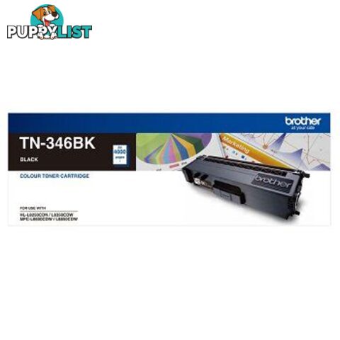 Brother TN346 Black Toner Cartridge 4000Pages TN-346BK - Brother - 4977766733984 - TN-346BK