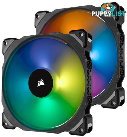 Corsair CO-9050078-WW ML140 Pro 140mm Mag-Lev RGB PWM Cooling Fan Twin Pack w/Lighting Node Pro - Corsair - 0843591035507 - CO-9050078-WW