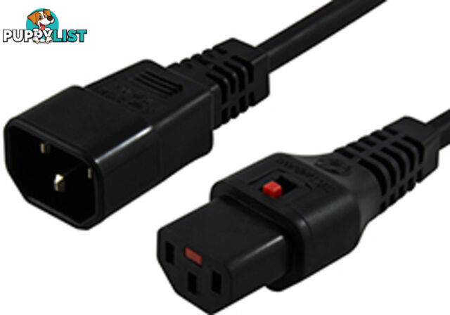 IEC Lock IECL-43-020 2m IEC LOCK Power Cable IEC-C14(M) to IEC-C13(F) Black - IEC Lock - IECL-43-020