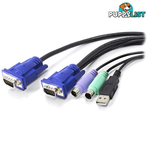 Serveredge SED-LVPU-1.8 1.8m 3-in-1 KVM Cable - PS2USB & VGA - Suitable for KVM's - Serveredge - 9350784002211 - SED-LVPU-1.8