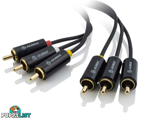 Alogic 3RCA-3RCA-02 Premium 2m 3 RCA to RCA 3 Composite Cable Male to Male - Alogic - 9319107410140 - 3RCA-3RCA-02