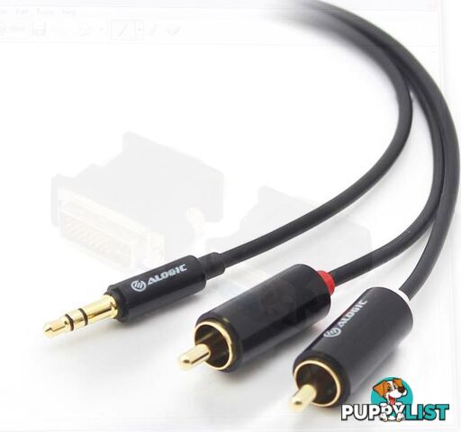 Alogic AD-SPL-05 3.5mm to 2x RCA Stereo Cable Male to Male 5m - Alogic - 9319398547129 - AD-SPL-05