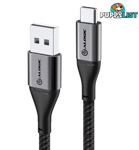 Alogic ULCA2030-SGR Super Ultra USB 2.0 USB-C to USB-A Cable 30cm 3A 480Mbps Space Grey - Alogic - 9350784017772 - ULCA2030-SGR