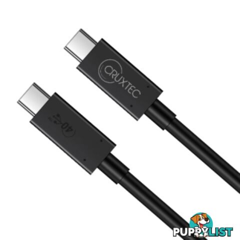 Cruxtec CTC-40G-2MBK 2m USB4 USB-C to USB-C Cable Full Feature for Syncing & Charging ( 100W , 40Gpbs , 8K/60Hz) - Cruxtec - 787303420598 - CTC-40G-2MBK