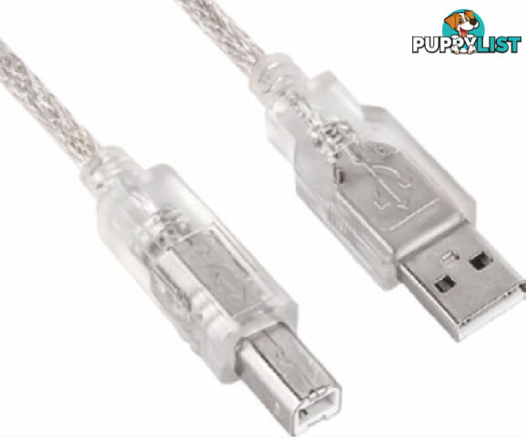 Astrotek AT-USB-AB-3M USB 2.0 Cable, Type A to Type B Male to Male Transparent - Sunix - 9320200600734 - AT-USB-AB-3M