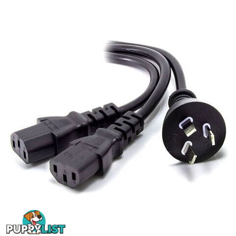 ALOGIC MF-AUS3P2C13-04 4m Aus 3 Mains Wall to 2 X IEC C13 Y Splitter Cable (2.5m + 2 * 1.5m) - Male to 2 X Female Cable - Alogic - 9350784013156 - MF-AUS3P2C13-04