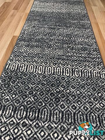 Seville Black White Hallway Runner 80CM Wide 3M  - AXON-E614633-574-Runner