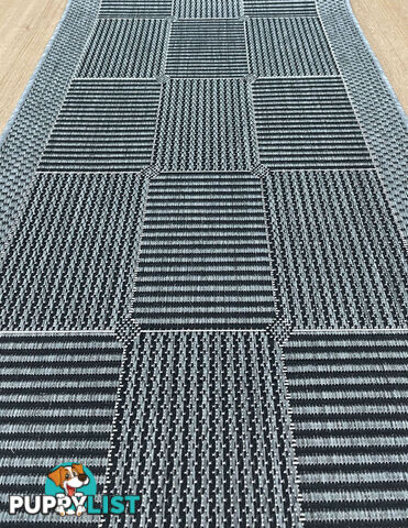 Suva Squares Black Grey 22 212 Hallway Runner Non Slip 7.5M  - Suva Black Grey 22/212