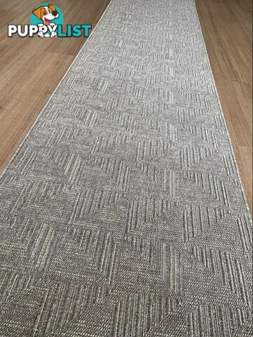 Roma Squares Mocha Hallway Runner 67CM Wide 16M  - POLAR MOCHA CREAM 67CM