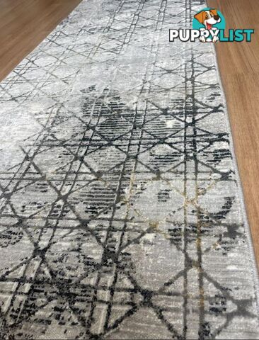 Alyssa Grey Black Hallway Runner 80CM Wide 12.5M  - Alissa Grey Black
