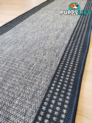 Sorrento Beige Black Border Hallway Runner Non Slip 80CM Wide 6.5M  - Seaspray 734/J48 H Grey 80CM