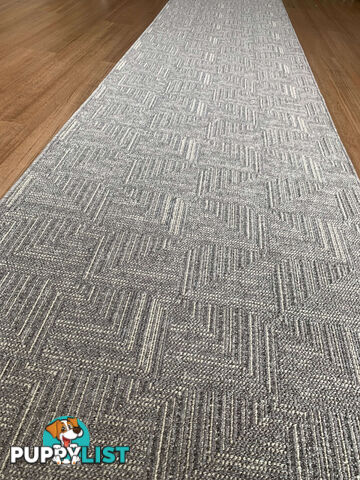 Roma Squares Grey Hallway Runner 80CM Wide 10.5M  - POLAR GREY SUGAR 80CM