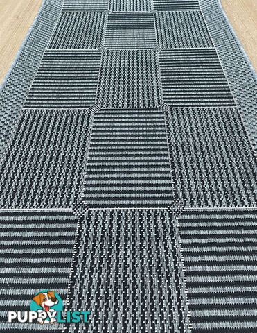 Suva Squares Black Grey 22 212 Hallway Runner Non Slip 13M  - Suva Black Grey 22/212