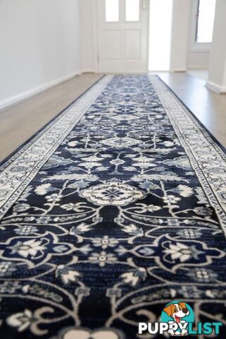 Verona Navy Hallway Runner 80CM Wide 8m  - 6256A NAVY VC