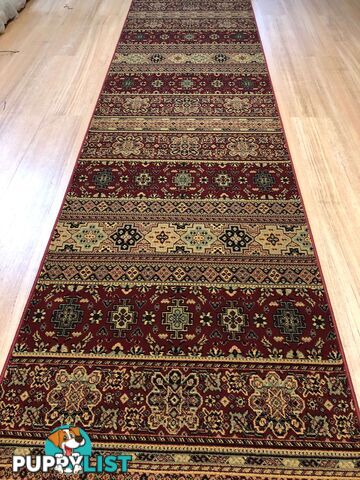 Afghan Red Hallway Runner 80CM Wide 6.5M  - Afghan 135 Red