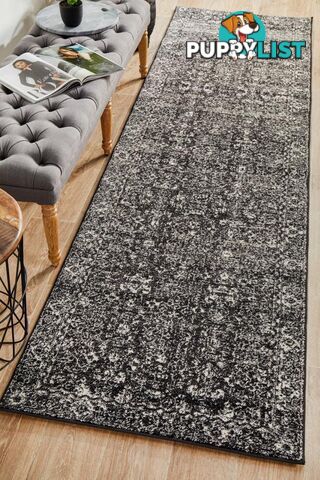 Evoke Estella Charcoal Transitional Runner Rug 400X80CM  - SHOPEVO-252-CHAR-400X80