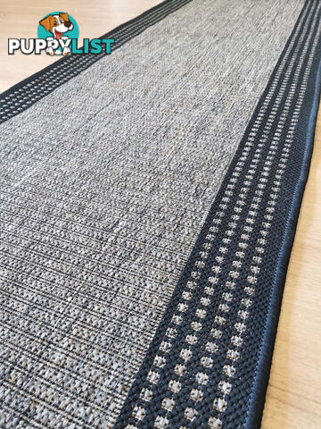 Sorrento Beige Black Border Hallway Runner Non Slip 66CM Wide 6M  - Seaspray 734 J48