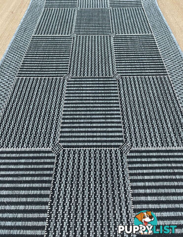 Suva Squares Black Grey 22 212 Hallway Runner Non Slip 9M  - Suva Black Grey 22/212