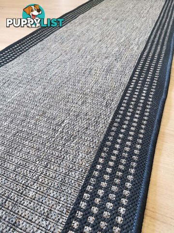 Sorrento Beige Black Border Hallway Runner Non Slip 80CM Wide 16.5M  - Seaspray 734/J48 H Grey 80CM