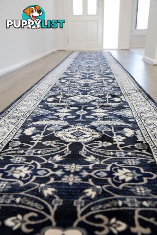 Verona Navy Hallway Runner 80CM Wide 1M  - 6256A NAVY VC