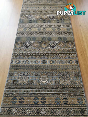 Afghan Wedgwood Blue Hallway Runner 80CM Wide 1M  - Afghan 135 Wedgwood Blue