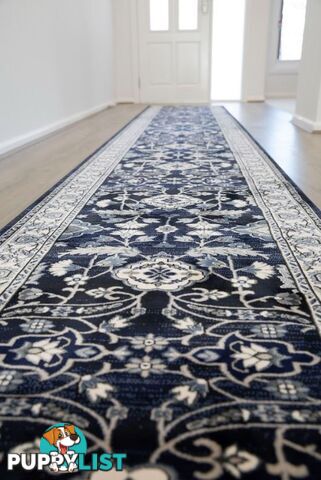 Verona Navy Hallway Runner 80CM Wide 11.5m  - 6256A NAVY VC