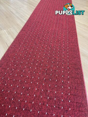 Roma Dots Red Hallway Runner 80CM Wide 9M 